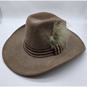 United Hatters Cap Millinery Cowboy Hat Size Large Brown Feather Vintage Western